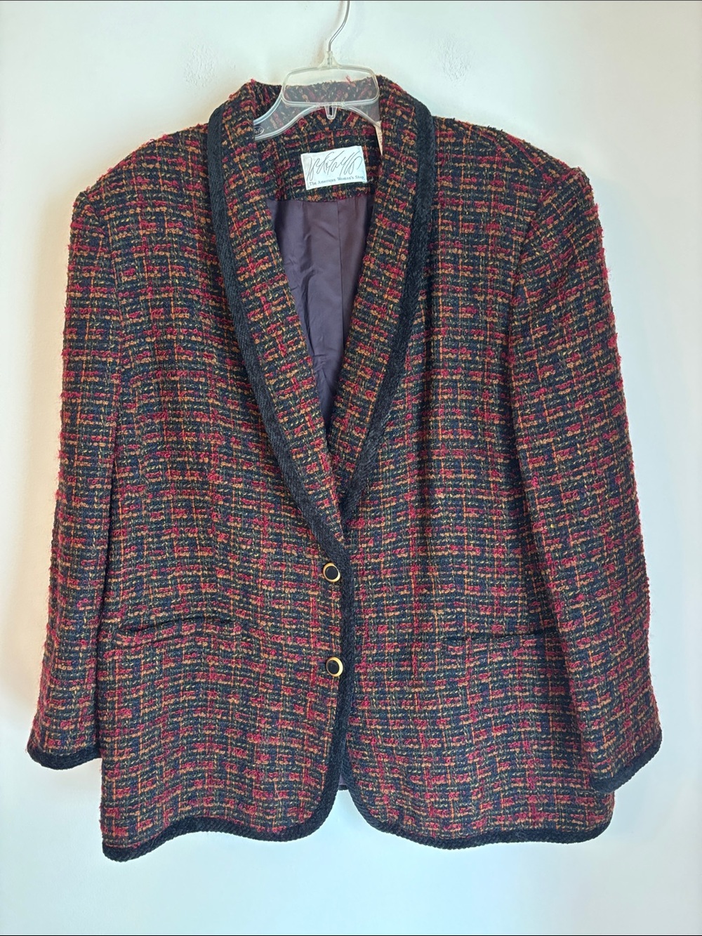 Lord & Taylor Vintage Tweed 100% wool Shawl Collar Blazer Fall Women’s 22W EUC